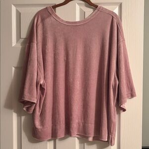 We the Free dusty pink velvet top- loose fitting. Medium-Large/One size
